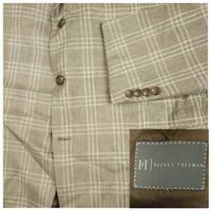 Hickey Freeman Cashmere Silk Glen Plaid Blazer 48L